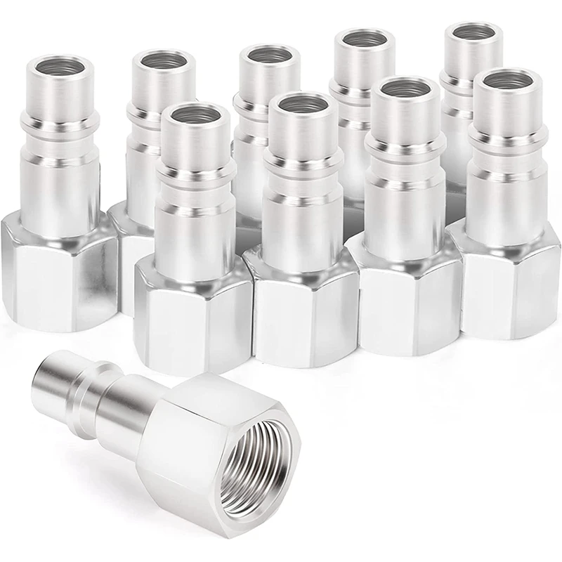 

10PCS 1/2-Inch NPT Female Industrial Air Tool Fitting, 1/2-Inch High Flow Pneumatic Plugs Max Working Pressure 150PSI
