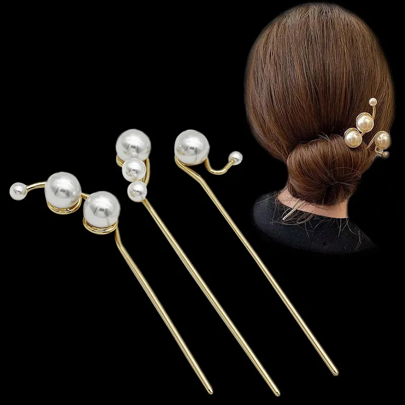 

Modern Minimalist Pearl Hairpin Metal One-Word Plate Hair Artifact Temperament Girl All-Match Accessories Electrophoresis