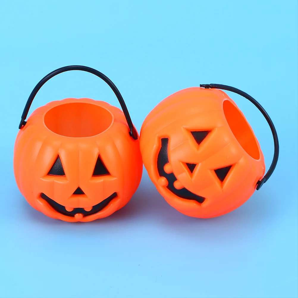 

12pcs Halloween Candy Bucket Portable Orange Pumpkin Bucket Children Trick or Treat Pumpkin Candy Pail Holder Decoration