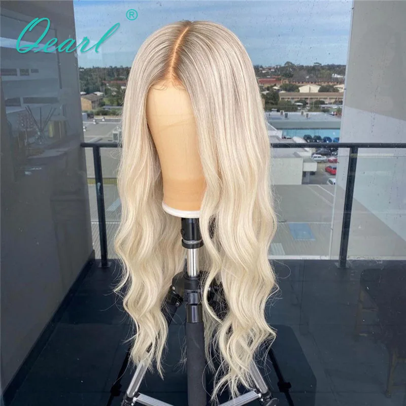 Platinum Ash Blonde Human Hair Full Lace Wig Transparent Clear Natural Wave Lace Frontal Wigs Bleached Knots Brazilian Remy 150%