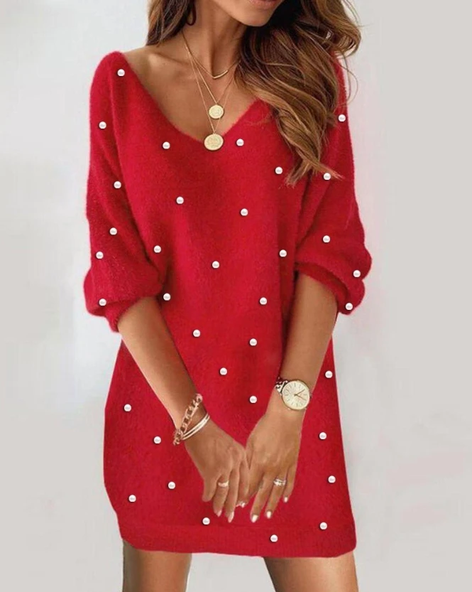 

Women's New 2023 Hot Selling Casual V-Neck Half Sleeve Dress In Stock
