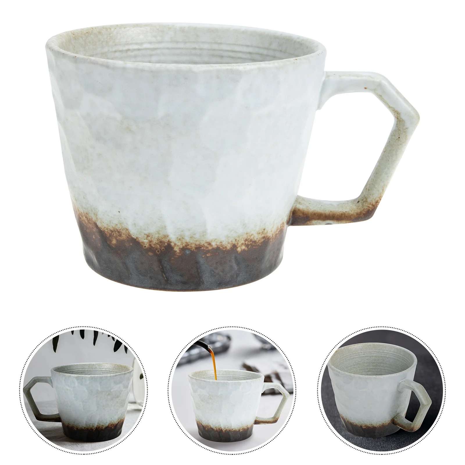 

Coffee Mug Cup Ceramic Tea Latte Stoneware Cups Mugs Retro Cappuccino Milk Vintage Tumbler Double Porcelain Japanese Wall