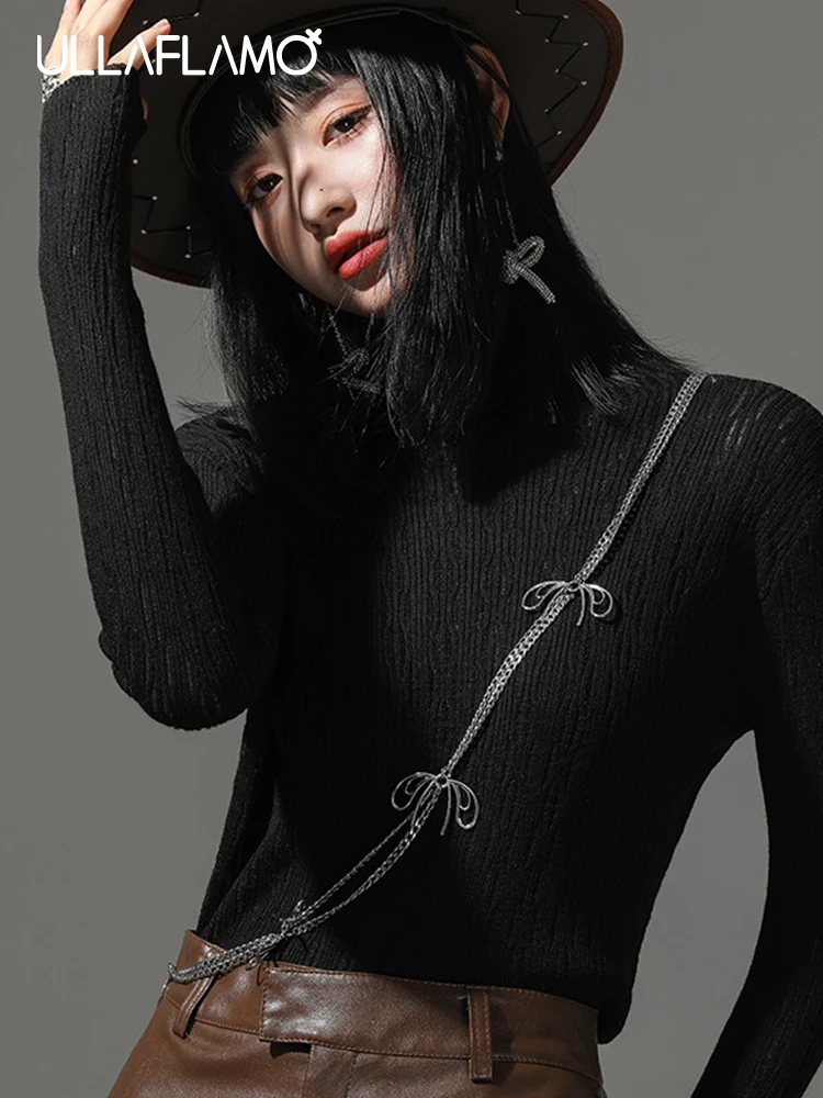 

Женские топы, футболка, новинка весны 2022, кружевная рубашка с длинным рукавом и высоким воротом, корейский топ для самостоятельного выращив...