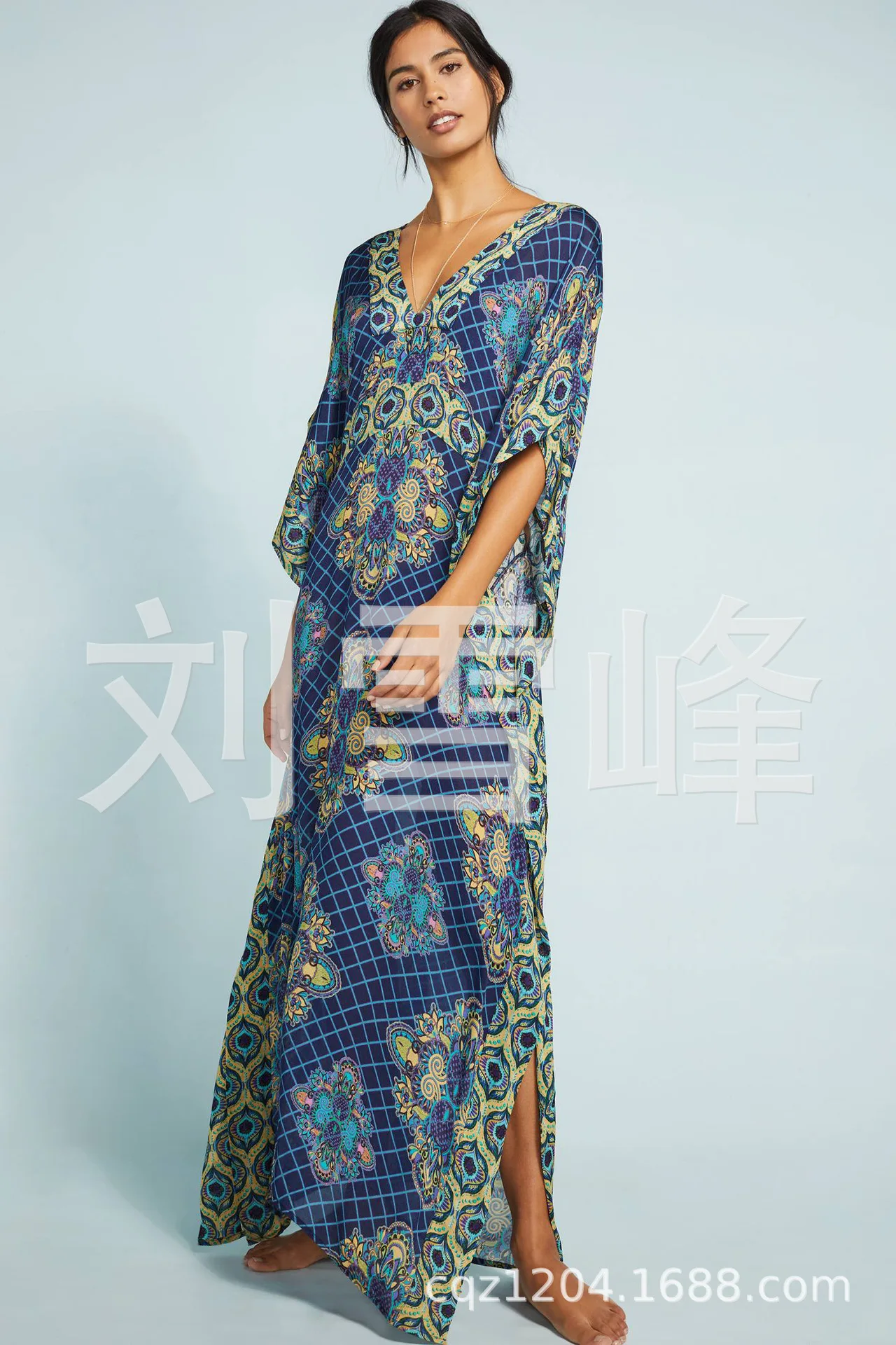 

SuperAen 2022 Holiday Bikini Blouse Print Plus Size Loose Beach Cover Up Woman Dress