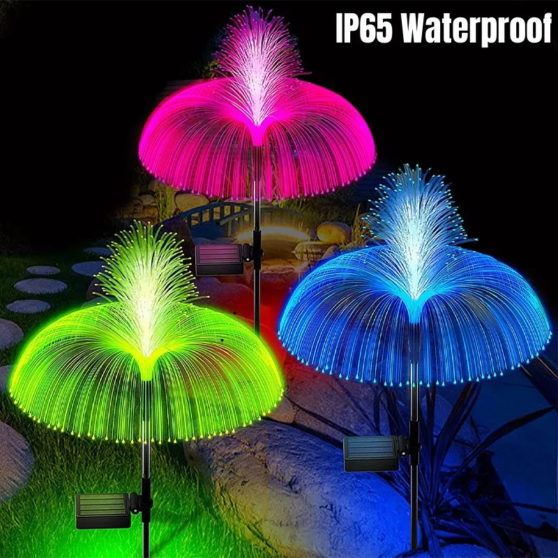 

7Colors Solar Garden Lights Double Layer Solar Jellyfish Lights LED Fiber Optic Lights Lawn Patio Outdoor Waterproof Decor Light