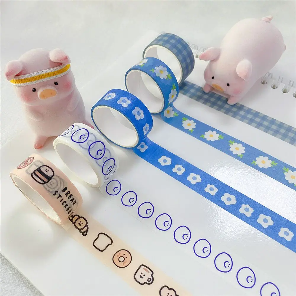 

School Supplies Label Stickers Adhesive Album Scrapbooking Decoration Diary DIY Decor Washi Tape Blue Cute Flower