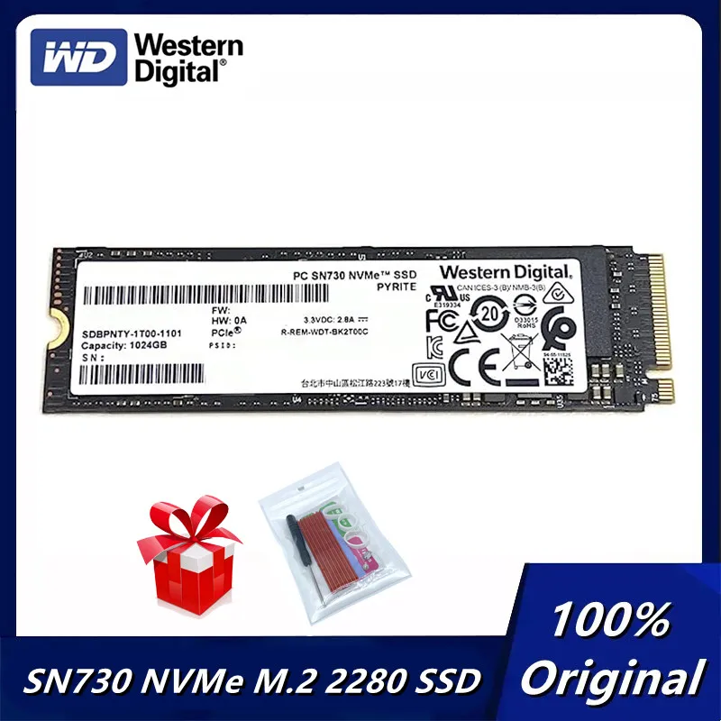 

Western Digital WD PC SN730 512 ГБ 1 ТБ M.2 2280 SSD NVMe PCIe Gen3x4 твердотельный накопитель со скоростью до 3400 Мб/с оригинальный