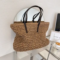 bohemian large straw women shoulder bag designer woven bags for women 2022 travel rattan beach bag handbags shopper tote purses