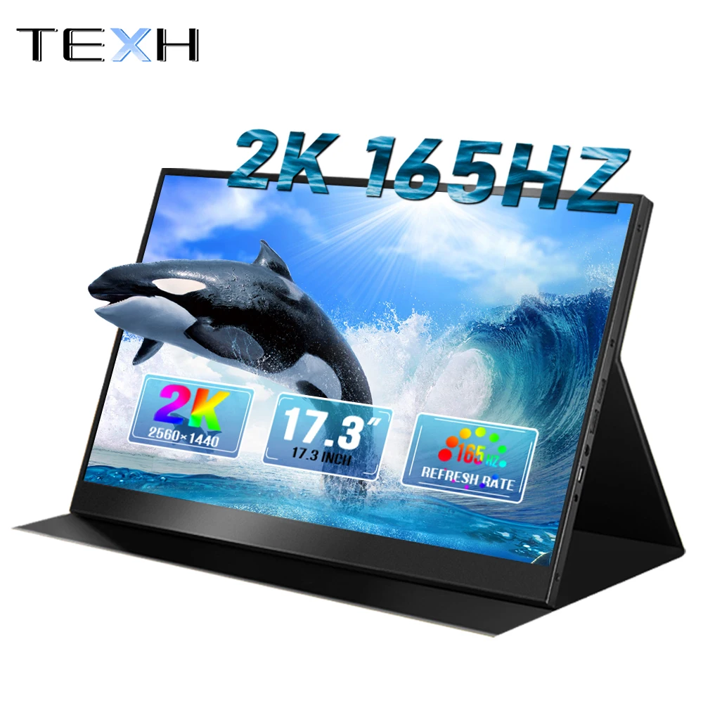 

17.3IN 2K 165Hz Gaming Portable Monitor IPS USB C HDMI Gamer Xbox Swtich PS5 Smartphone FHD 144 Hz Secondary PC Computer Screen