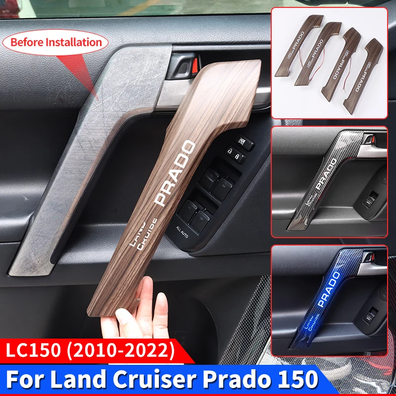 

For 2010-2022 Toyota Land Cruiser Prado 150 Lc150 Fj150 Wood Grain Internal Handle Cover LED Ambient Light 2021 2020 2019 2018