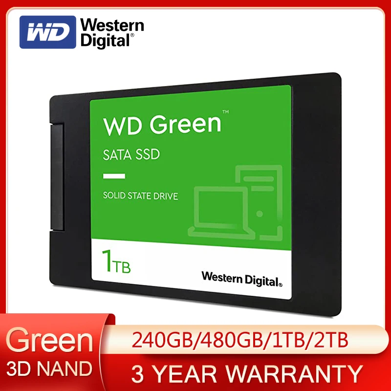 

Western Digital 240GB 480GB 1TB 2TB WD Green Internal PC 2.5" SSD Solid State Drive Up to 550 MB/s For PC Loptop