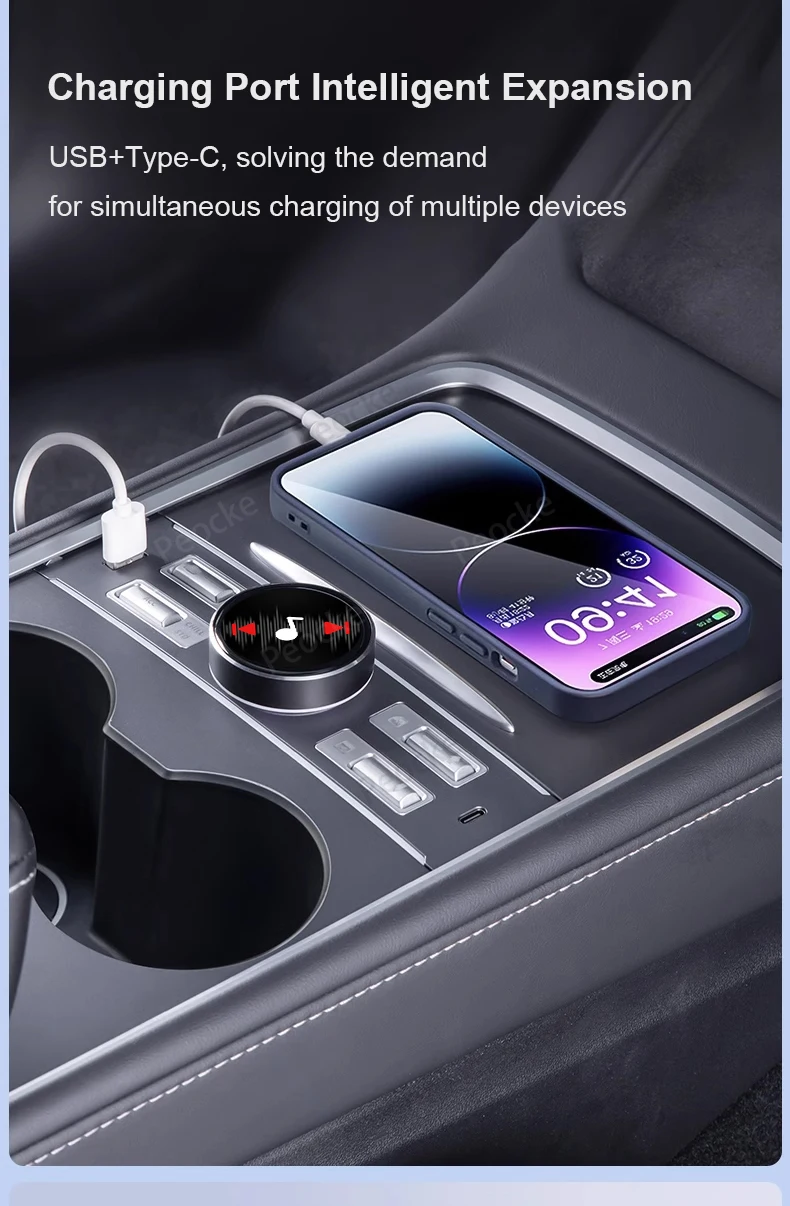 Умное Зарядное Устройство С Жк-дисплеем И Кнопкой Управления Для Tesla Model Y Usb Type-c