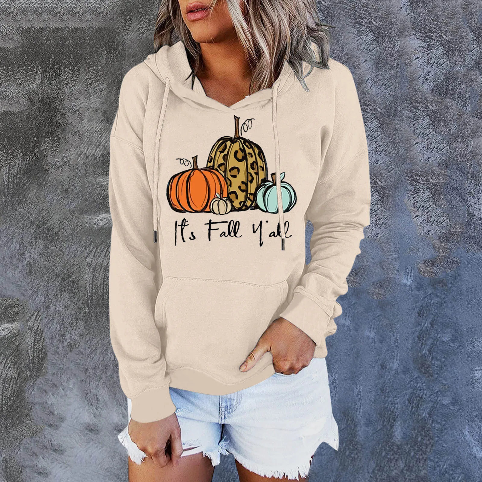 

Long Sleeve Women Hooded Halloween Pocket Drawstring Long Sleeves Printing Sweatshirt Top Ladies Graphic Hoodies