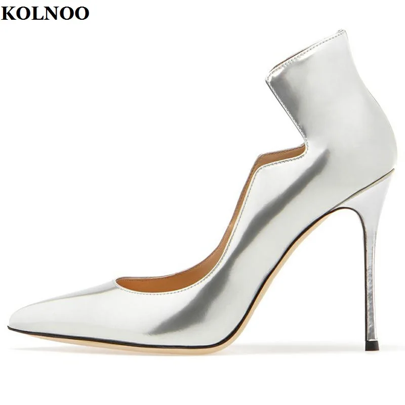 Женские туфли-лодочки ручной работы Kolnoo на шпильках без застежек с острым носком для выпускного вечера Повседневная модная обувь для вечеринки Лидер продаж