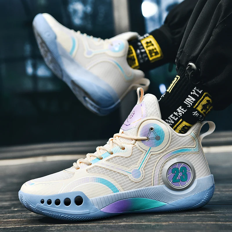 Basketball Shoes Men High Top Breathable Sneakers Men Outdoor Non-Slip Athletic Fashion Tennis Sport Shoes Male Zapatillas Black