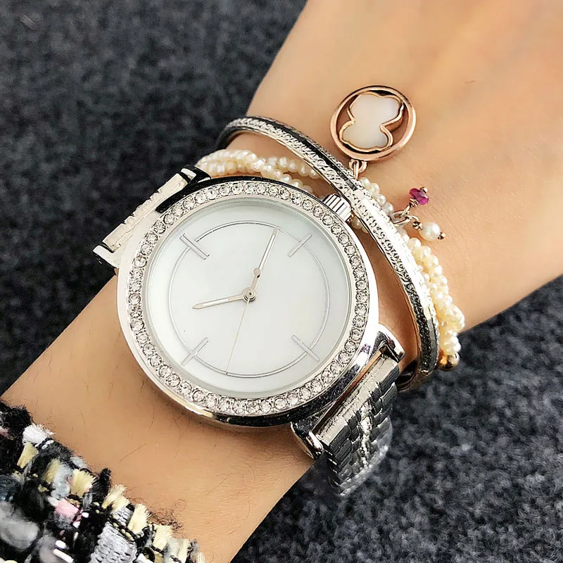 Brand Wrist Watches Women Girl Ladies Crystal Style Quartz Casual Steel Metal Band Clock m7087