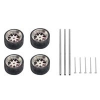 4pcs 164 modified wheels rubber tires with brake disc axles and end cap upgrade parts for rc model car