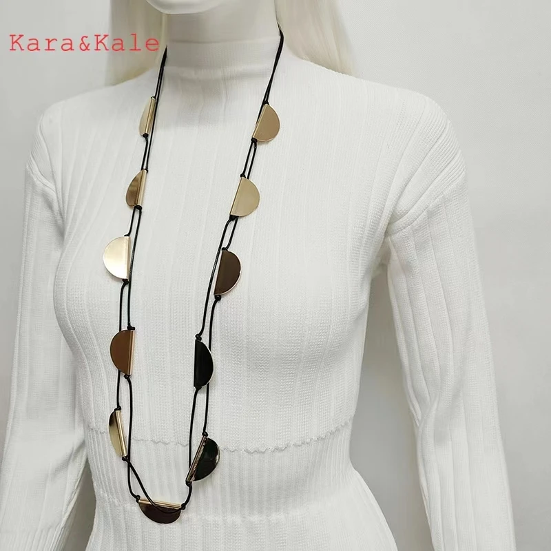 Длинное металлическое ожерелье Kara & Kale в стиле бохо, аксессуары ручной работы, стильные универсальные модные украшения для вечеринок и торжеств