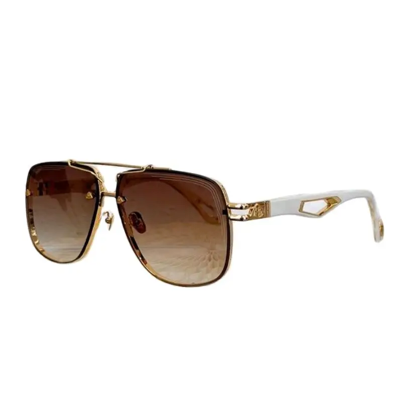

Luxury white frame sunglasses for women Fashion brand glasses Metal square sunshade mirror for man
