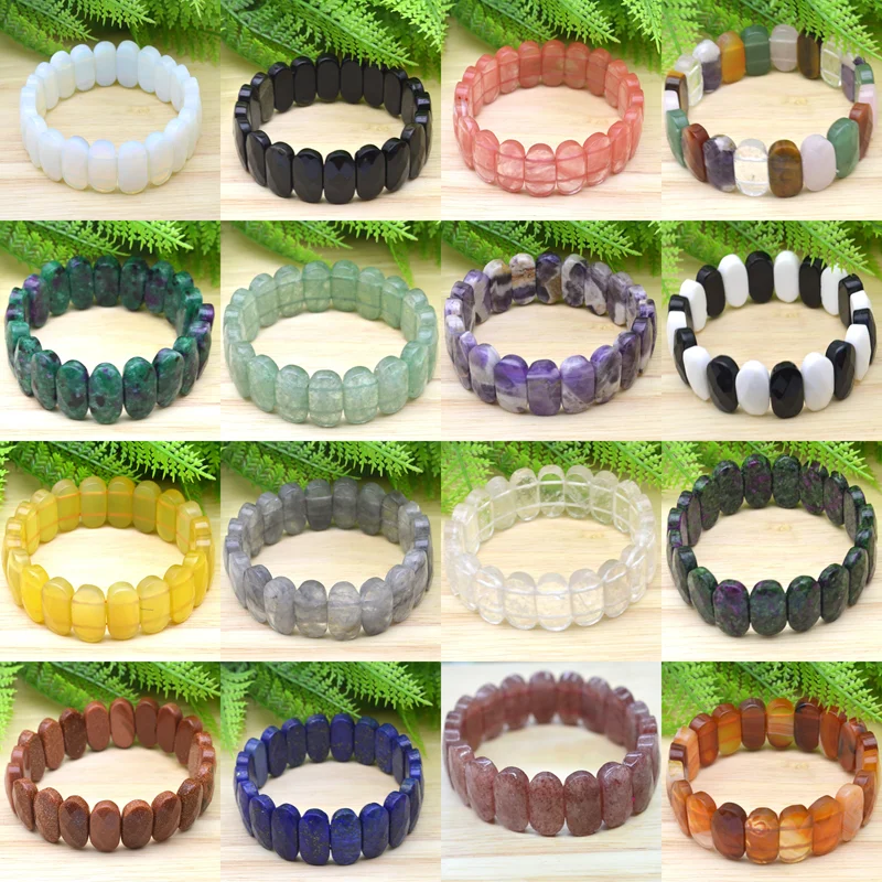 Натуральные овальные граненые эластичные браслеты 10 х14 мм из агата бирюзы