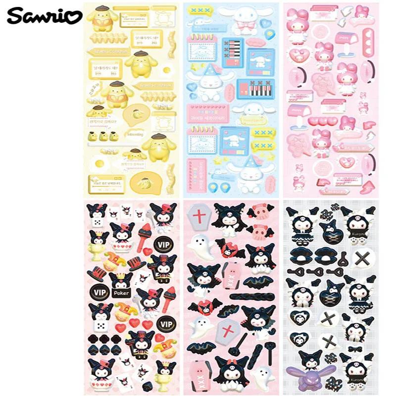 

New Anime Kuromi My Melody Cinnamoroll Stickers Girl Kawaii Ins Phone Case Hand Account Cup Cartoon Diy Luggage Sticker Kids Toy