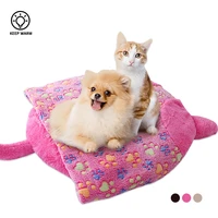 fashion cat bed warm soft non slip pet plush sleep pad thicken comfortable semi open cats bed easy to clean for pet sleep indoor