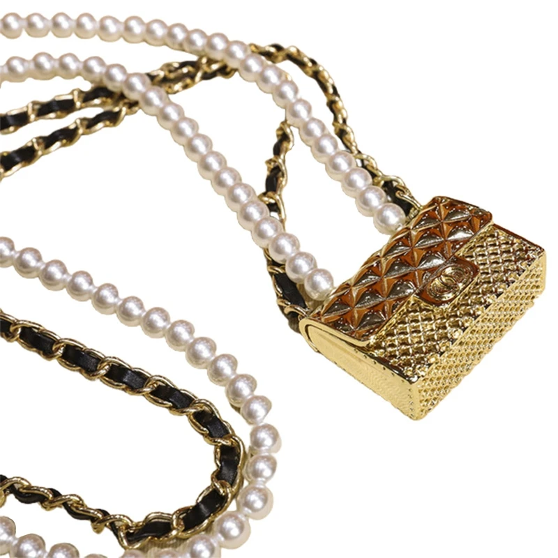 

Metal Halter Bag Beaded Chain Box Evening Clutch Mini Single Crossbody Bag Lipstick Headphone Bag