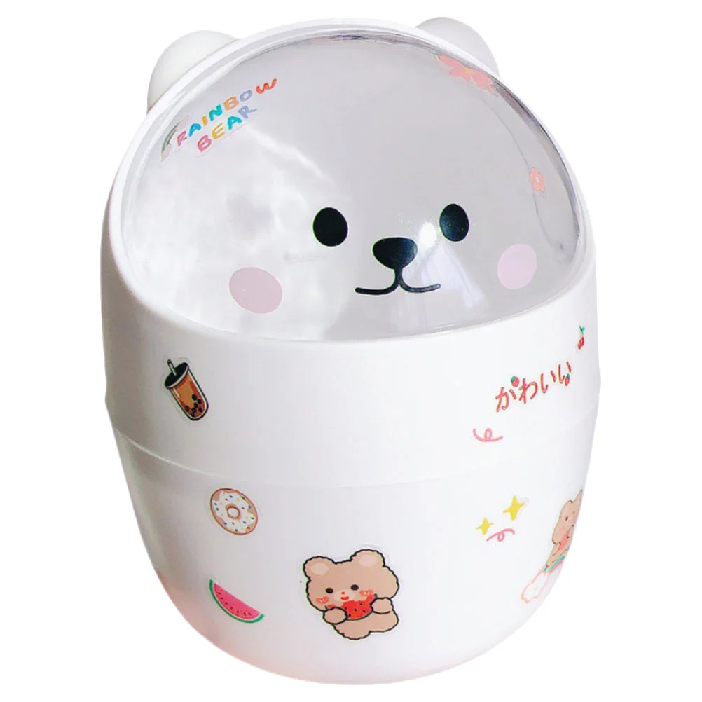 

Container Countertop Trash Can Sundries Container Lidded Garbage Holder Pen Storage Bucket for Decoration Home Office