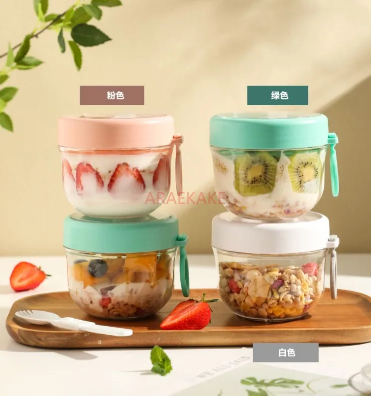 Чашка для завтрака чашка овсянки с ложкой-крышкой портативная миска фруктового