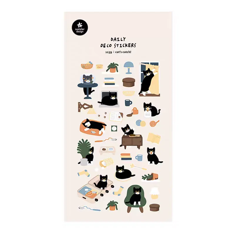 

Набор стикеров Suatelier Novelty Black Cat из нейлона 10 шт