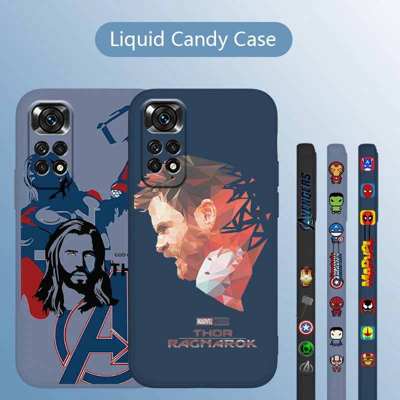 

Funny Marvel Thor For Redmi Note 5 6 7PRO 8T 9S 10X 11E Pro 2021 Pro MaxPro Plus Liquid Left Rope shockproof PhoneCase