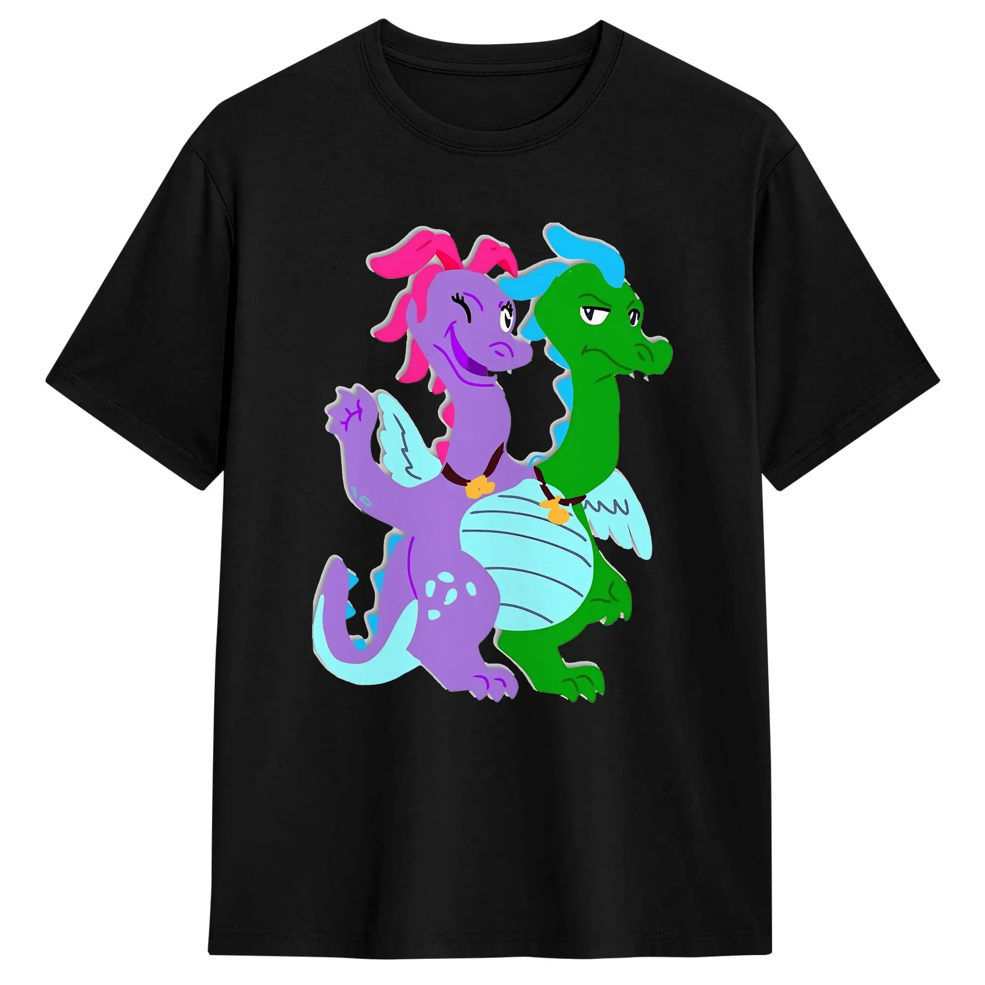 Фото Футболка Dragon Tales Zac and Wheezie, пляжная футболка Y2K, забавные футболки, хлопковая футболка для отдыха, мужские повседневные топы №3