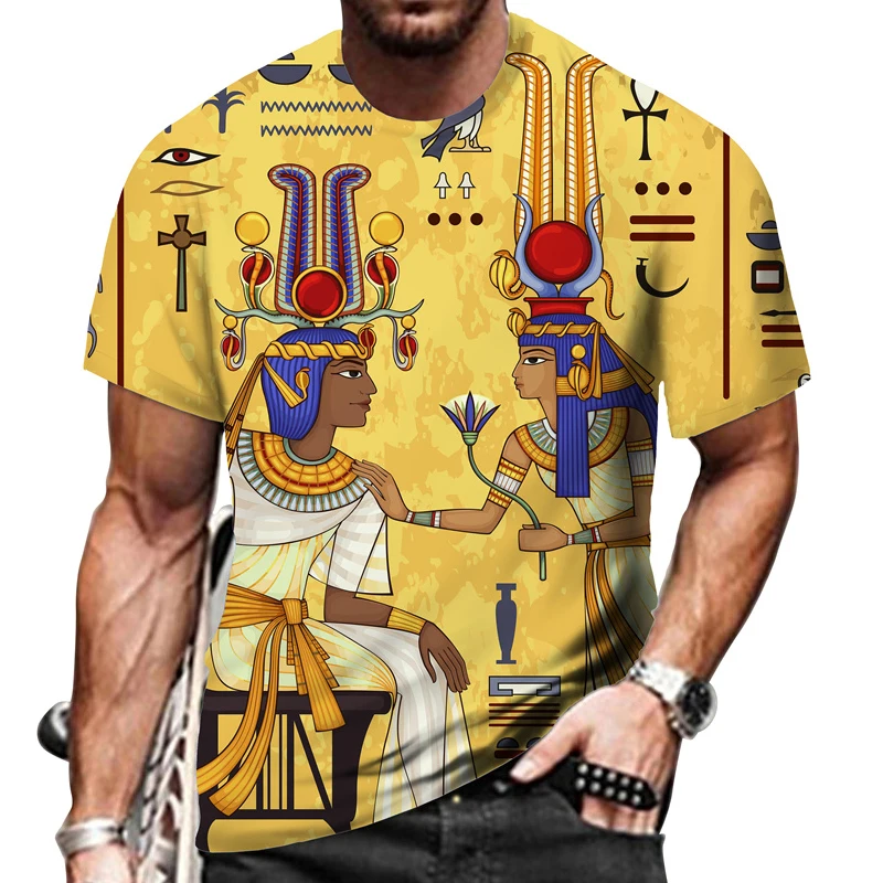 

Футболка Мужская/женская с 3D-принтом древнего египетского искусства, Повседневная Уличная одежда в стиле хип-хоп с коротким рукавом, топы в ...
