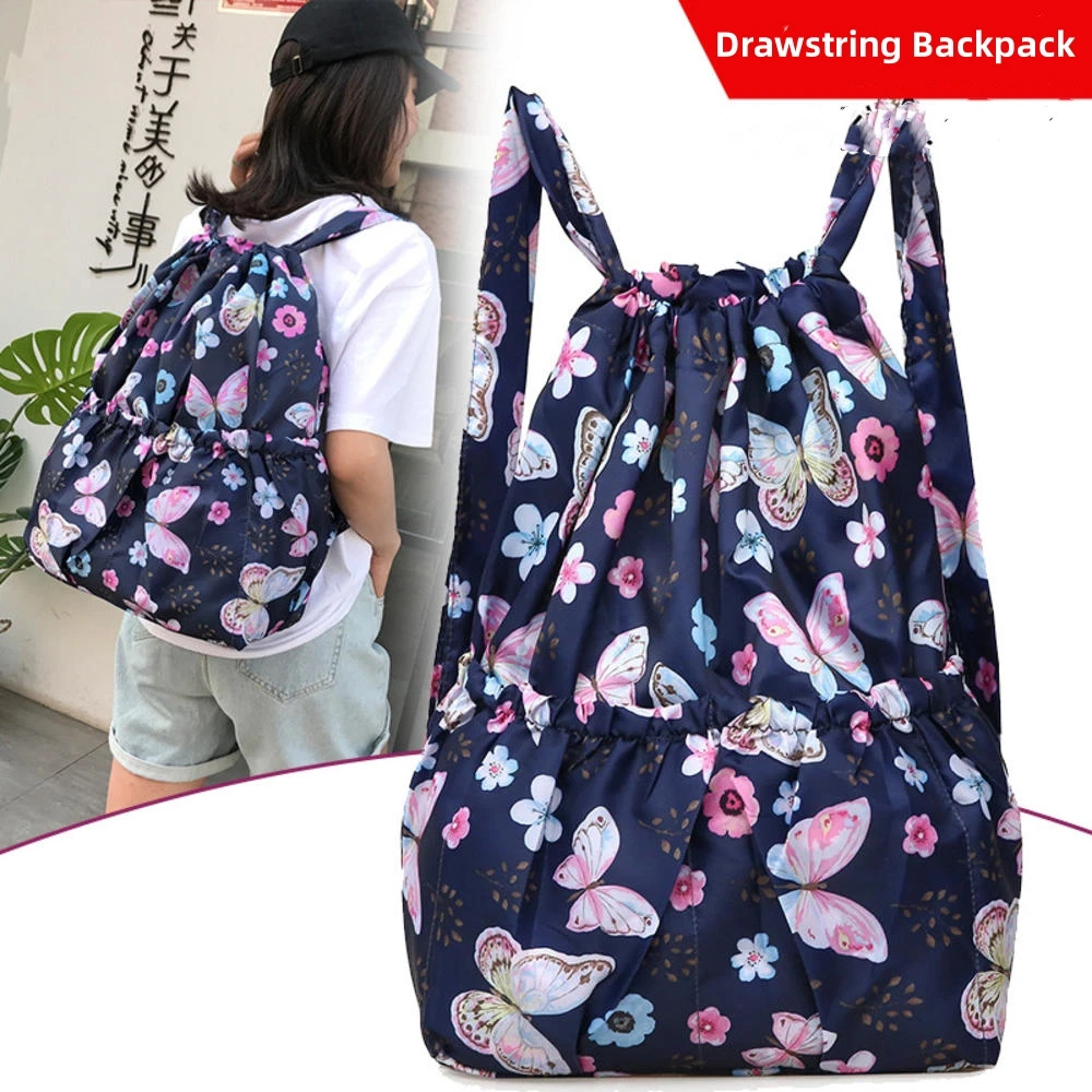 

Drawstring Casual Backpack Unisex Sports Gym Sack Multiple Pockets Shoulder Bag Dry-wet Separation Foldable Storage Bag for Yoga