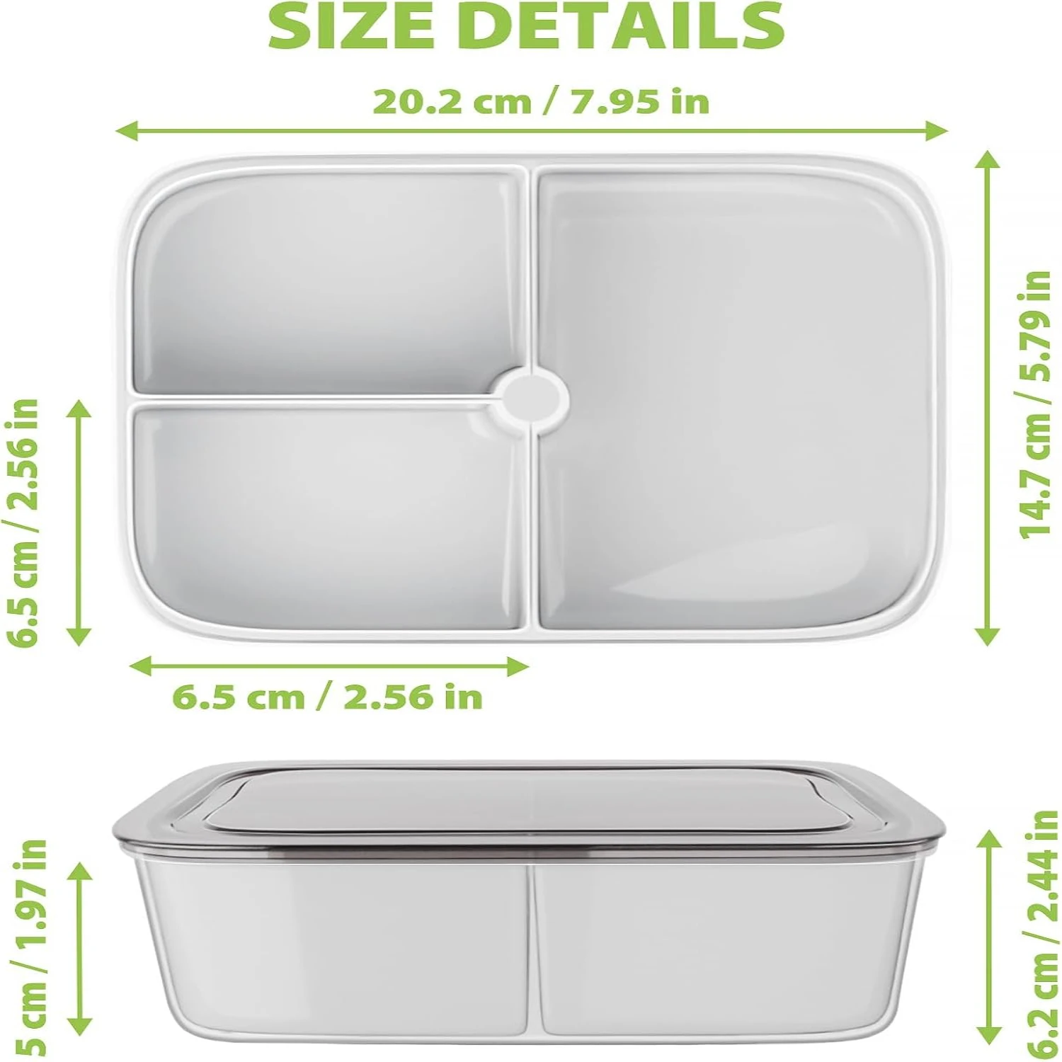 ® Veggie Tray with Lid Divided Serving Container Removable Compartments for Food of Fruits/Vegetables/Snacks DISH