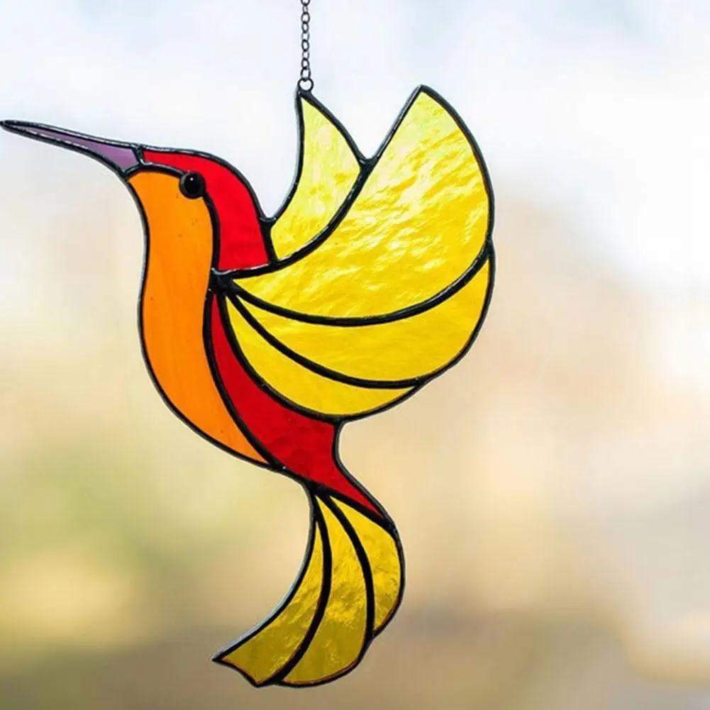 

Garden Decoration Colorful Glass Hummingbird Window Hanging Ornament Suncatcher Home Wall Pendant Decoration Gifts New