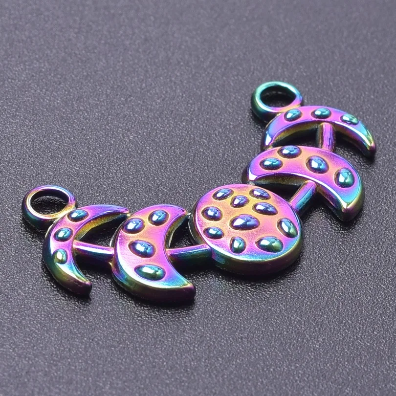 3pcs 17x30mm Stainless Steel Moon Star Connector Charms For Jewelry Making Necklace Accessories