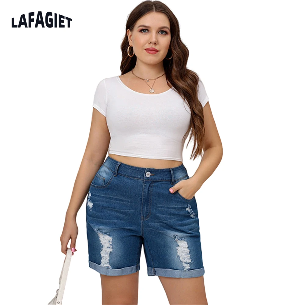 

Ripped Women Denim Shorts Plus Size High Waist Skinny Shorts Ladies Large Size Jean Shorts Fashion Oversize Causal Female Shorts