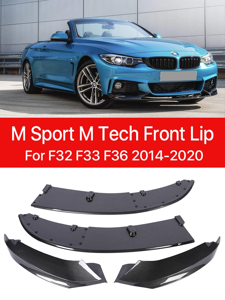 

M Sport M Tech Carbon Fiber 4Pcs Front Bumper Lip Splitter Deflector Rear Diffuser Grill For BMW 4 Series F32 F33 F36 2014-2020