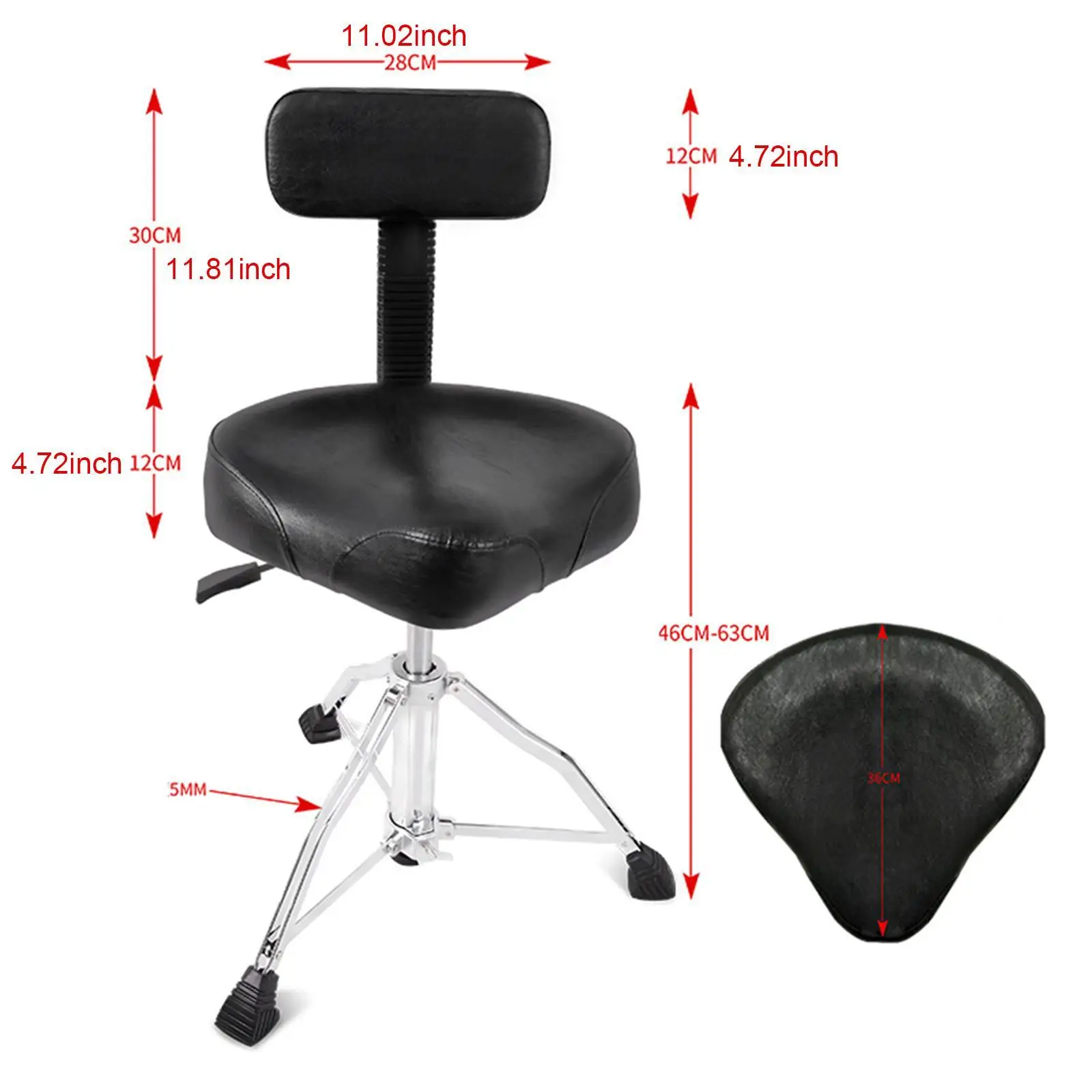 Толстый мягкий барабанный стул табурет-седло с двойной подкладкой регулируемая