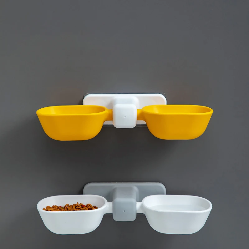 

Dog Cat Food And Water Bowls Set Wall Mounted Plastic Pet Feeder Detachable Cute Bowl Set for Small Size Dogs And Cats