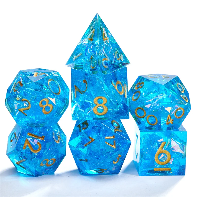 

2023 набор металлических игральных костей, 7 предметов многогранных костей DND, для ролевых игр, цифровые игры MTG (синий)