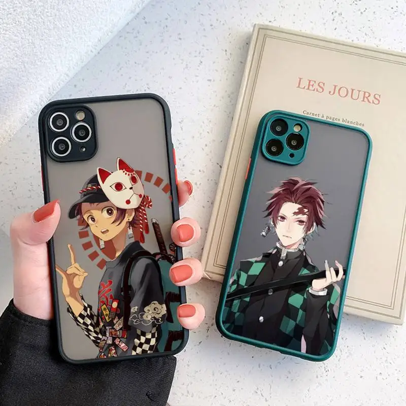 

BANDAI Demon Slayer Kamado Tanjirou Phone Case for iPhone X XR XS 7 8 Plus 11 12 13 pro MAX 13mini Translucent Matte Case
