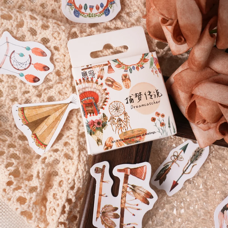 

46Pcs/box Journaling Material Paper Sticky Sticker Vintage Stickers Notebook Album Laptop Phone Scrapbooking Diary Decoration
