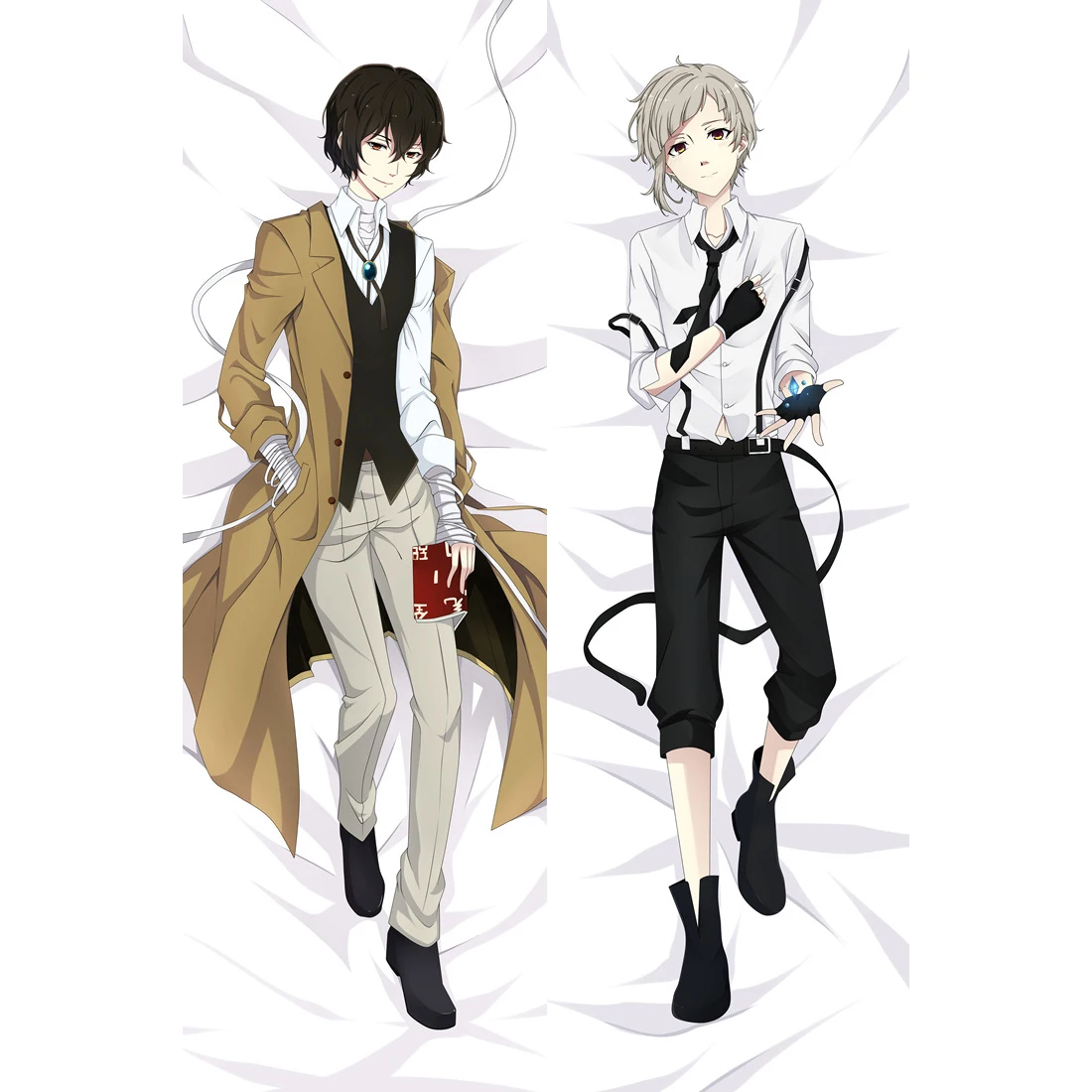 

Anime Dazai Osamu Nakajima Atsushi Pillow Case Bungo Stray Dogs Dakimakura 2-Sided Bedding Hugging Body Pillowcase Peachskin