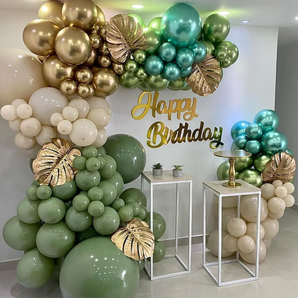 Kit arco palloncino stampato animali Jungle Safari palloncini in lattice verde Wild One Birthday Wedding Baby Shower decorazioni per feste