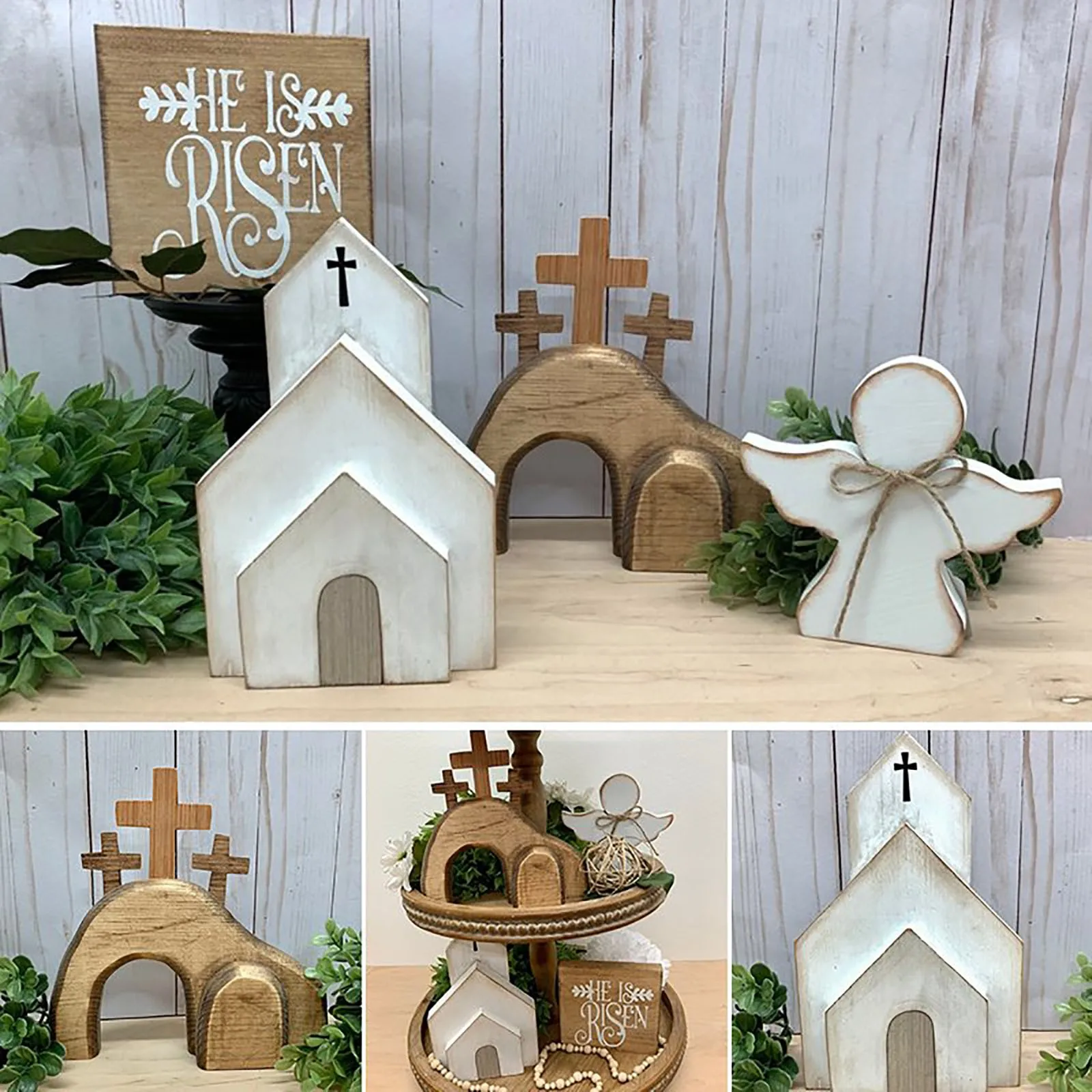 

Jesus Tomb-Easter Tray Bundle Kit Jesus Tomb Ornament Jesus Angel Ornament Set Table Decor Ornament 2023 Home Decorative