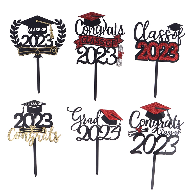 

1Pc 2023 Graduation Season Party Acrylic Cupcake Decoration Cake Topper Graduation Ceremony Cake Insert Decoration Supplies