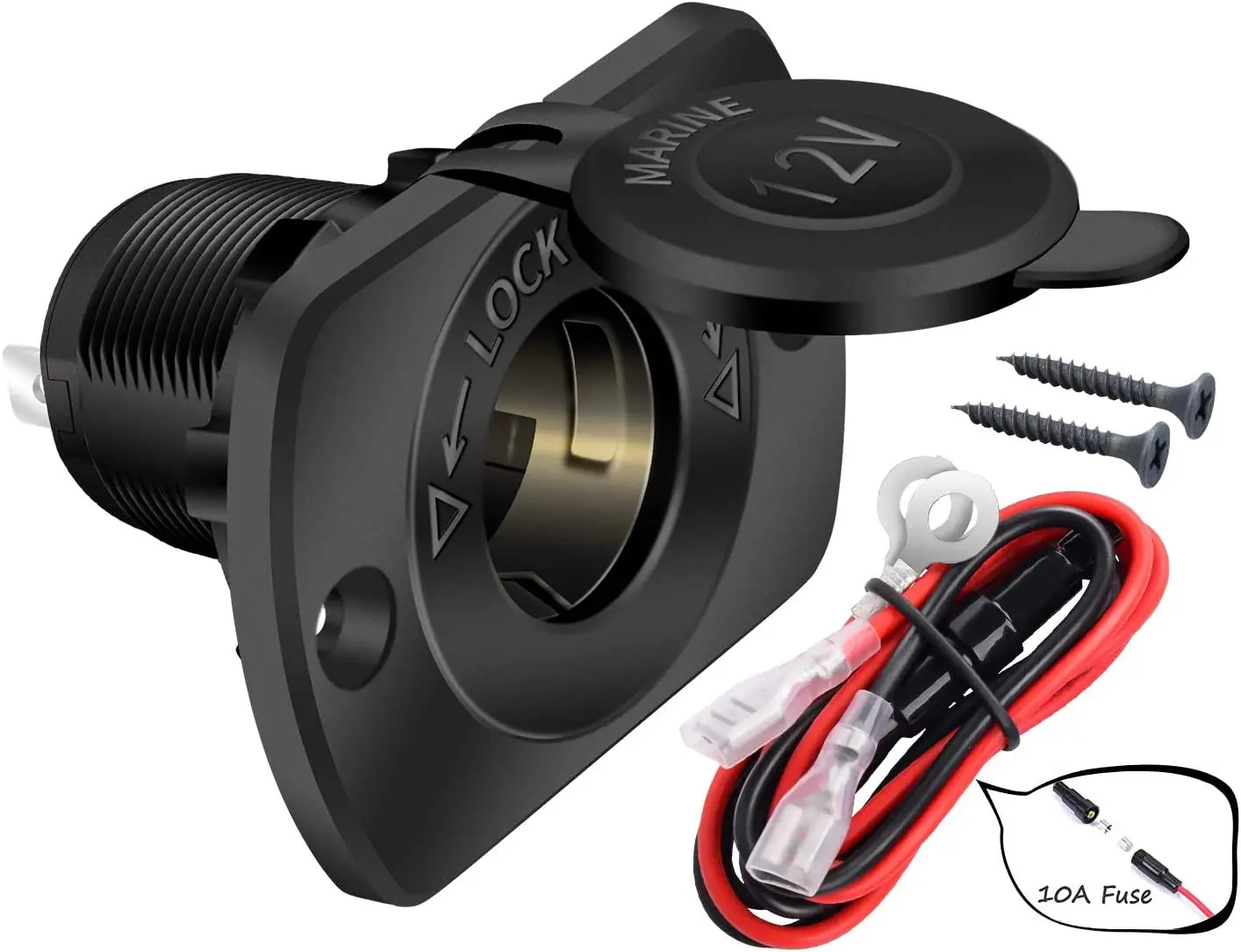 

12V Auto Marine Cigarette Lighter Socket Replacement Female Automatic DC Socket Power Socket With Fuse And Waterproof Cover