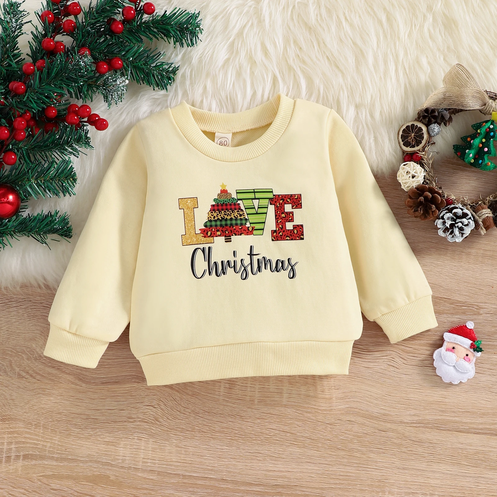 

TR New Autumn Christmas Kid Boys Girl Loose Shirt Long Sleeve Letters Patterns Party Casual Loose Tops Xmas Clothes